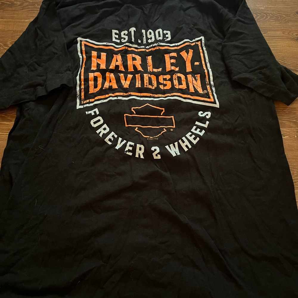 Harley-Davidson Black and Orange Short Sleeve Tee